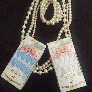 Beautiful Nails - White Or Blue Pastel Press On Nails